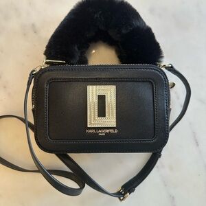 Karl Lagerfeld Black and Gold leather Crossbody Bag